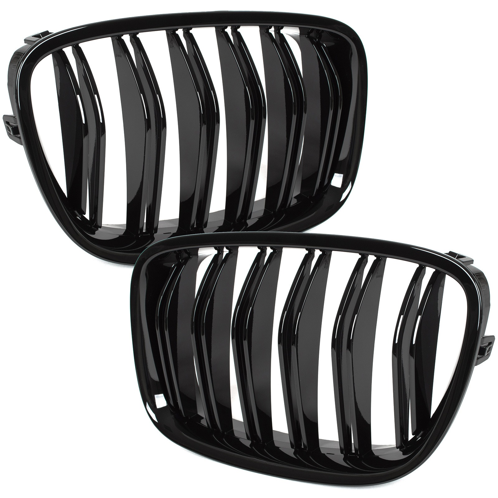 BMW 5 F07 GT 2009-2017 - ліві та праві атрибути між рефлекторами BLACK GLOSSY DOUBLE BAR